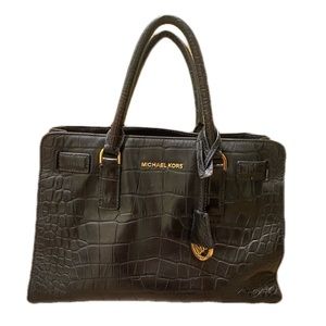 Michael Kors Black Handbag Faux Alligator w/ Gold Hardware